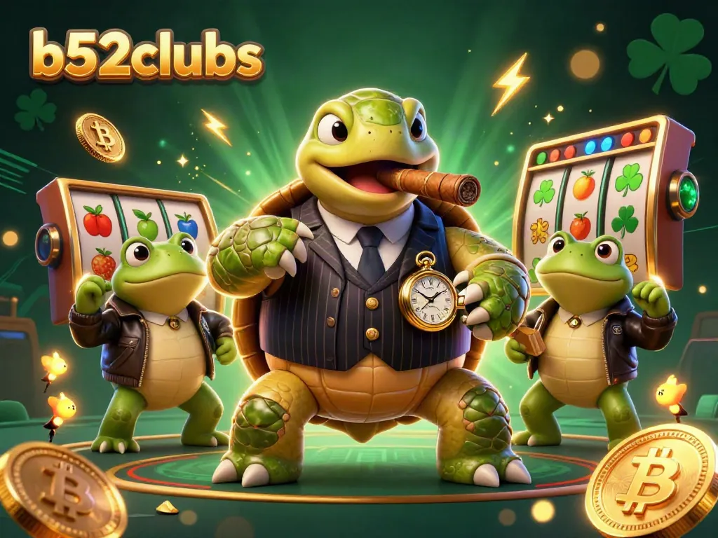 Engage in thrilling gameplay with b52clubs featuring a charismatic turtle mobster and bullfrog enforcers in a dynamic casino atmosphere.