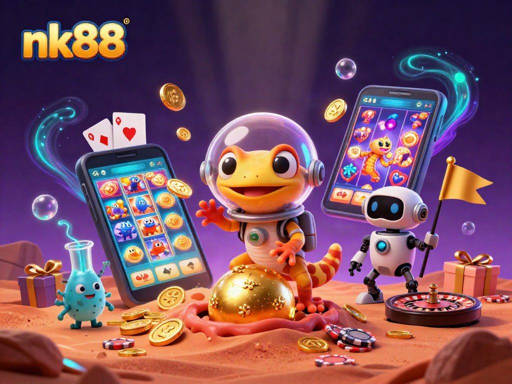 Experience thrilling slot action with nk88 in a vibrant 3D Martian casino adventure
