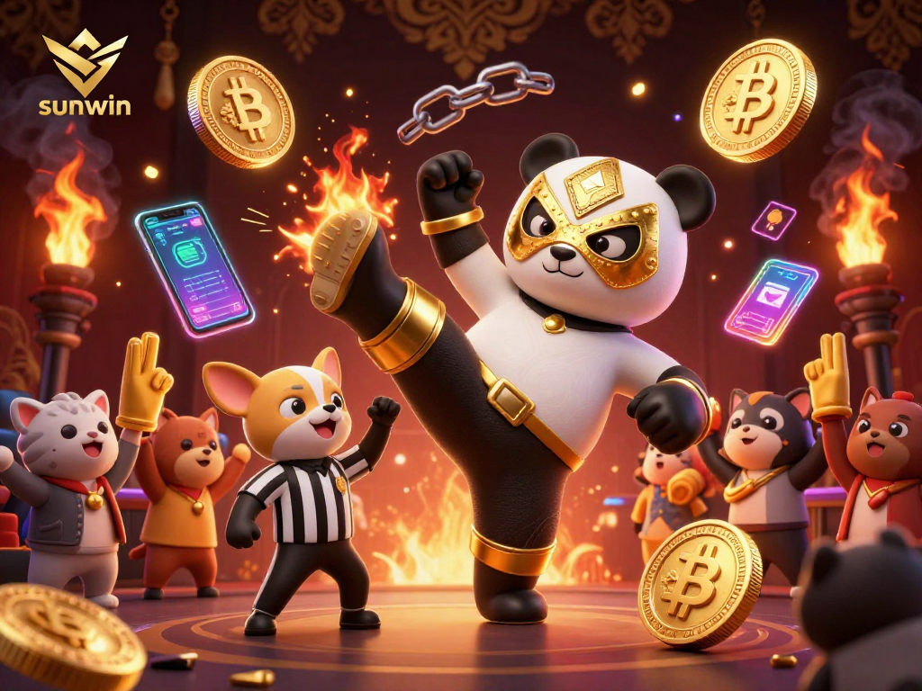 Experience sunwin with a vibrant 3D illustration featuring exciting characters and dynamic game elements.