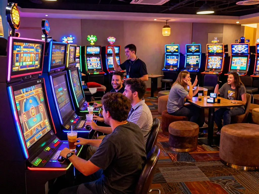 Thrilling ambiance at new casinos not on gamstop, showing players engaged in games.
