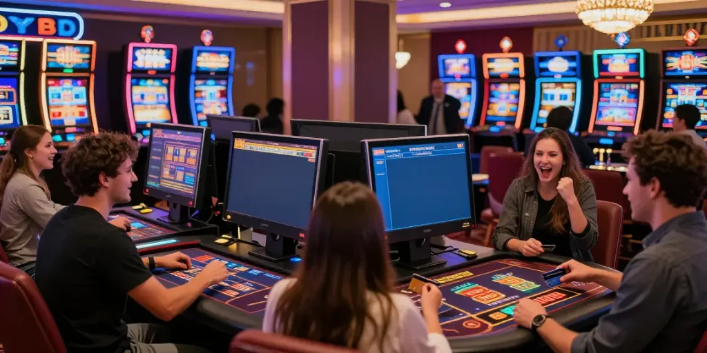 Exciting online casinos that accept credit cards, showcasing players enjoying games and using credit cards for deposits.