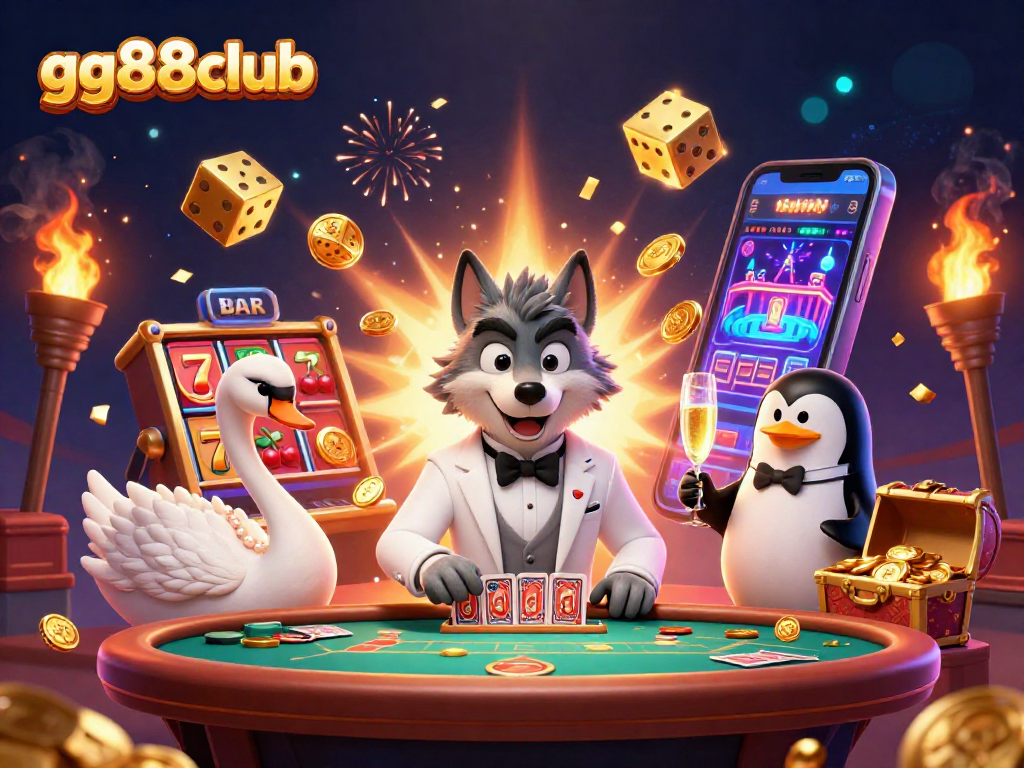 Engage with thrilling baccarat at gg88club, featuring fun characters and jackpot excitement.
