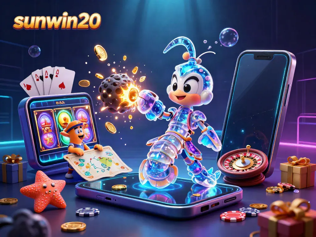 Spin to win on sunwin20 as the comedic mantis shrimp battles for golden coins amidst vibrant casino chaos.