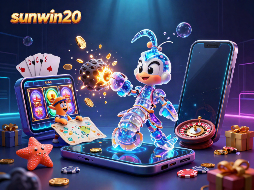 Spin to win on sunwin20 as the comedic mantis shrimp battles for golden coins amidst vibrant casino chaos.