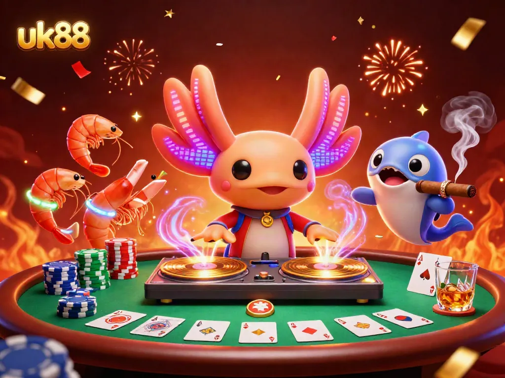 Spin the reels and win big at uk88 with a vibrant axolotl DJ and poker action.
