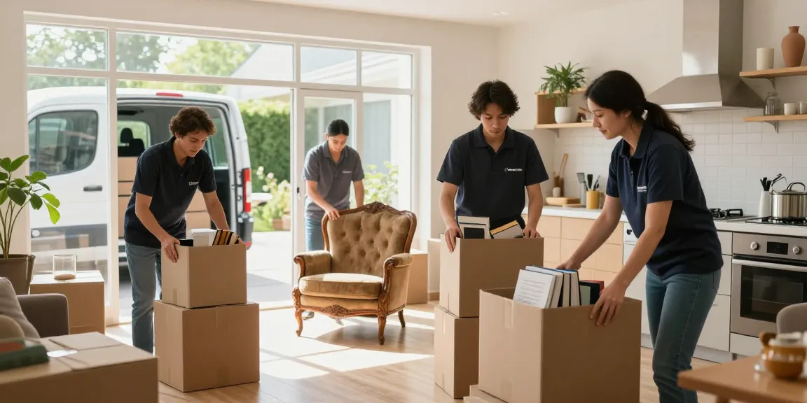 House Clearance Edinburgh with professional team sorting items in a bright home setting, reflecting care and empathy.