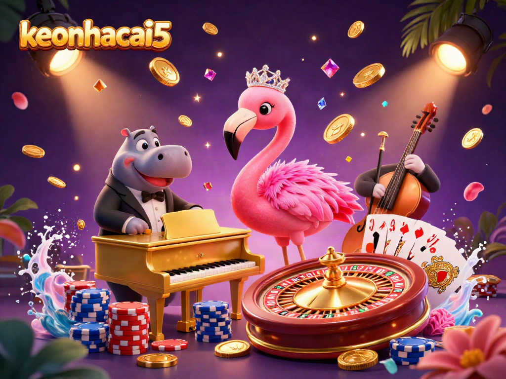 Experience keonhacai5 with colorful casino action, featuring dynamic characters and vibrant gambling elements.