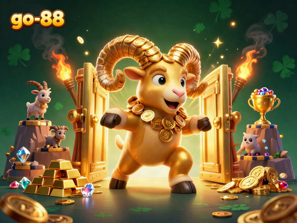 Experience massive wins at go-88 with a golden ram charging through a vault of treasures.