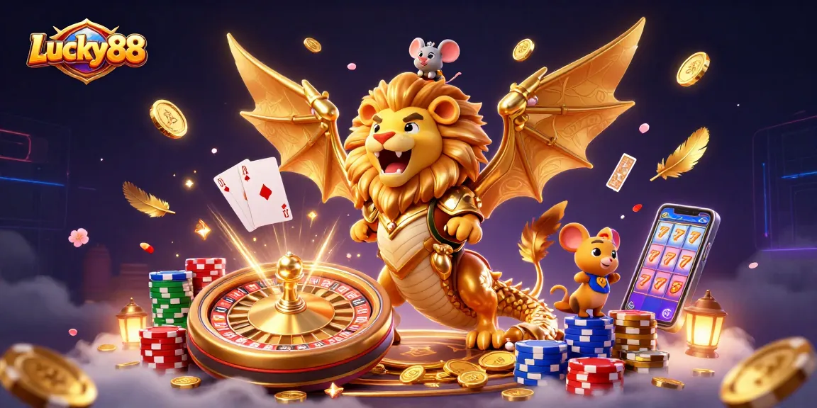 Experience thrilling gameplay with Lucky88, showcasing golden chimera and dynamic casino elements