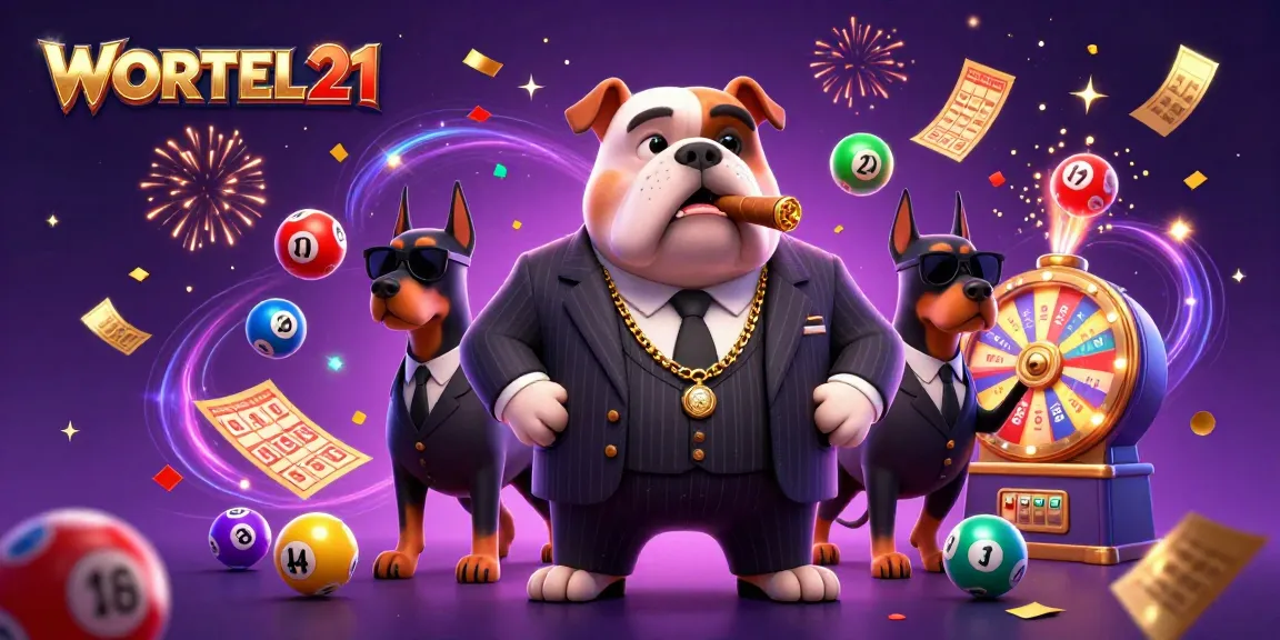 Engage with WORTEL21 in a vibrant lottery gaming scene featuring dynamic characters and exciting elements.