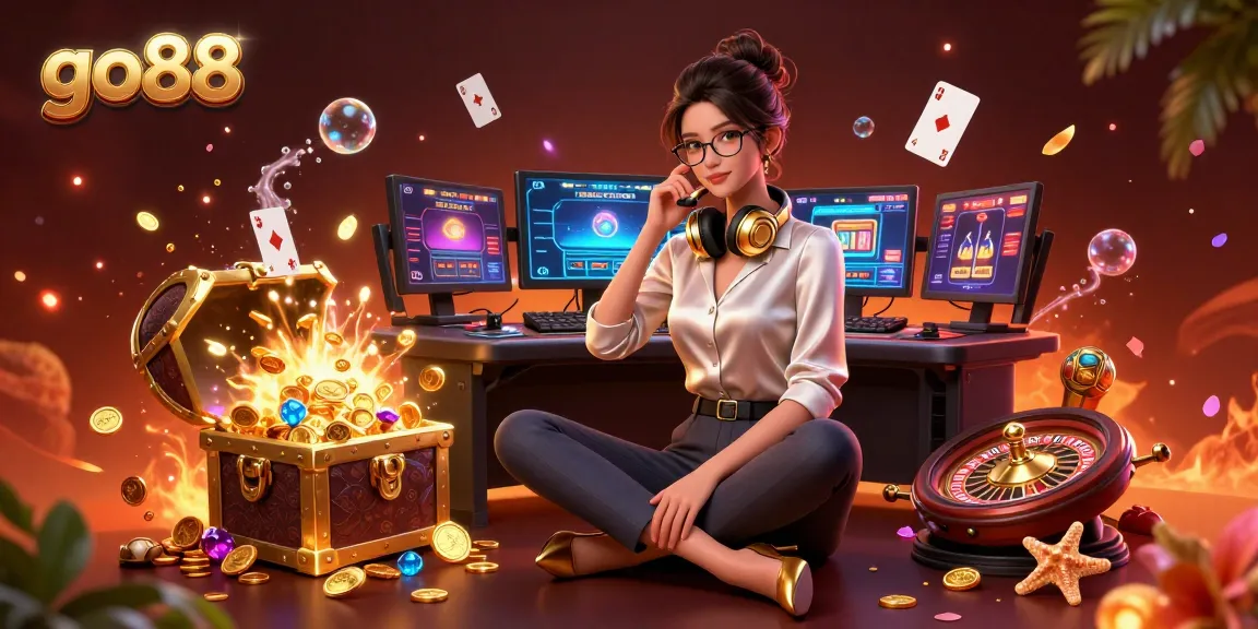 Experience exhilarating game play at go88 with a savvy gamer at a neon-lit high-tech casino.