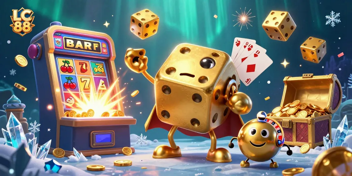 Engage in exciting casino games at LC 88 with dynamic visual elements of jackpots, dice, and vibrant casino themes.