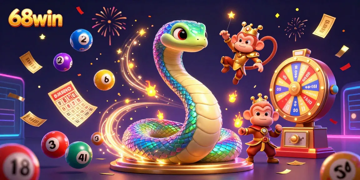 Experience high-stakes excitement with 68win's vibrant lottery dynamic, featuring colorful elements and a backdrop of fun.