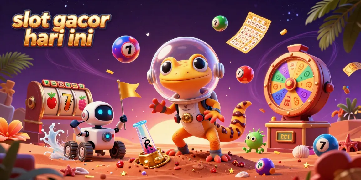 Experience thrilling slot gacor hari ini with vibrant characters and dynamic game elements in this 3D illustration.