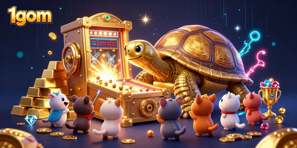 Experience the thrill of betting on 1gom with vibrant 3D casino graphics depicting excitement and treasure.