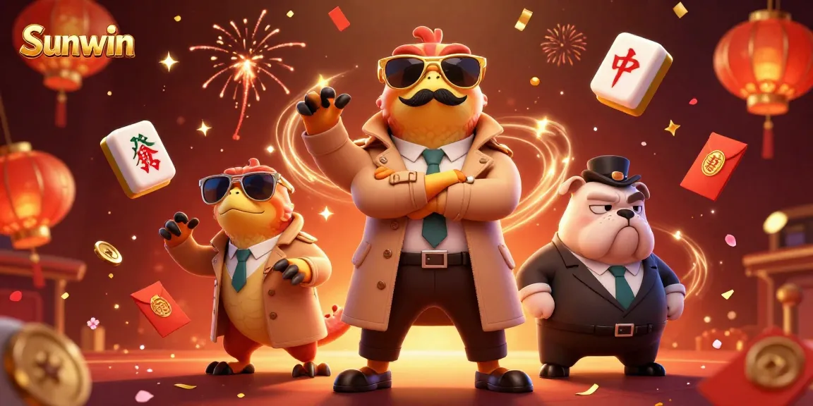 Watch Sunwin's exciting casino experience unfold with dynamic 3D characters and festive elements.
