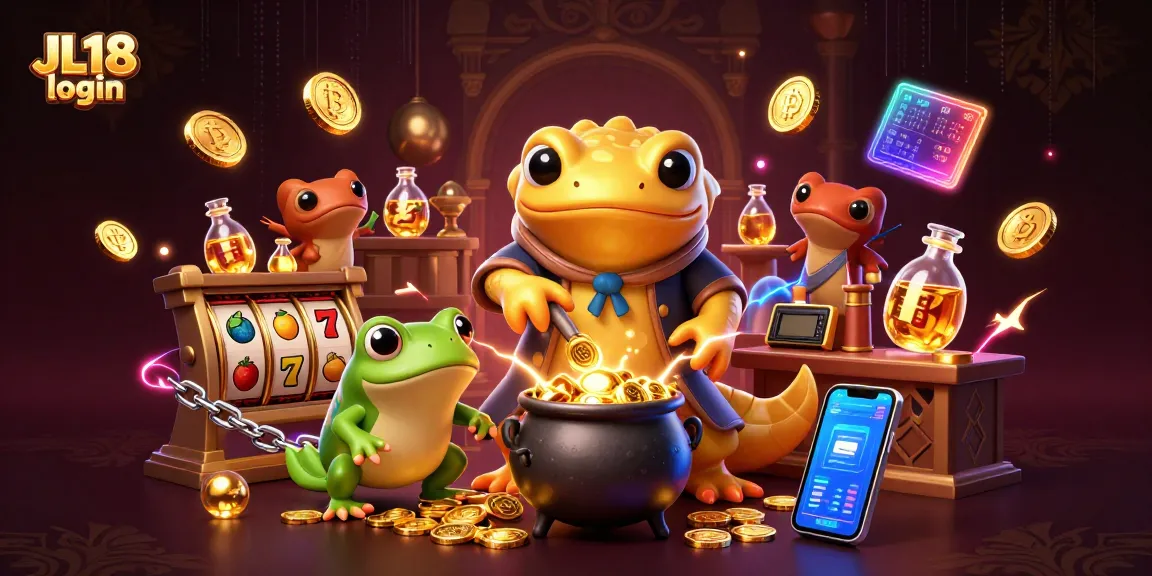Access the JL18 login for an exhilarating online casino experience with golden coins and lively gaming elements.