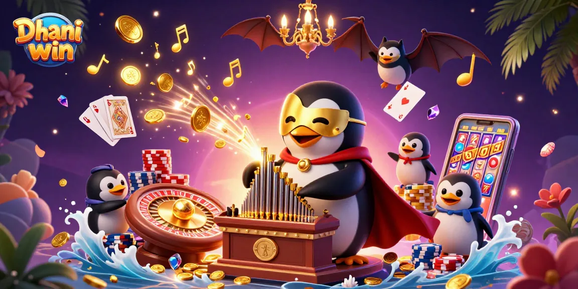 Experience thrilling gameplay with Dhani win as the cartoon penguin plays, showering golden coins in a spectacular 3D scene.