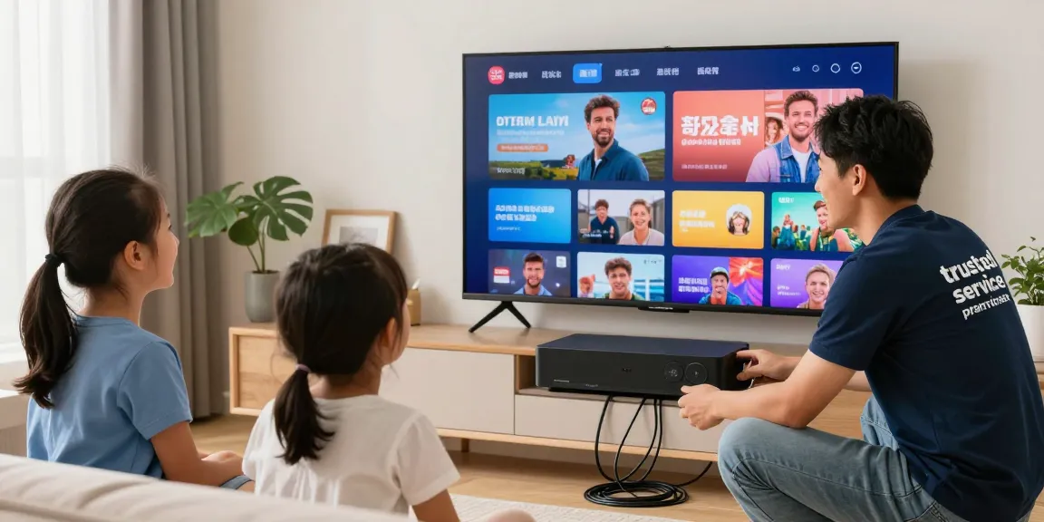 "Trustworthy British IPTV setup by a professional contractor in a local community setting, ensuring smooth streaming services."