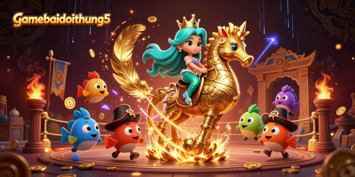 Engage in exciting adventures at gamebaidoithuong5 with vibrant 3D casino illustrations featuring oceanic characters.