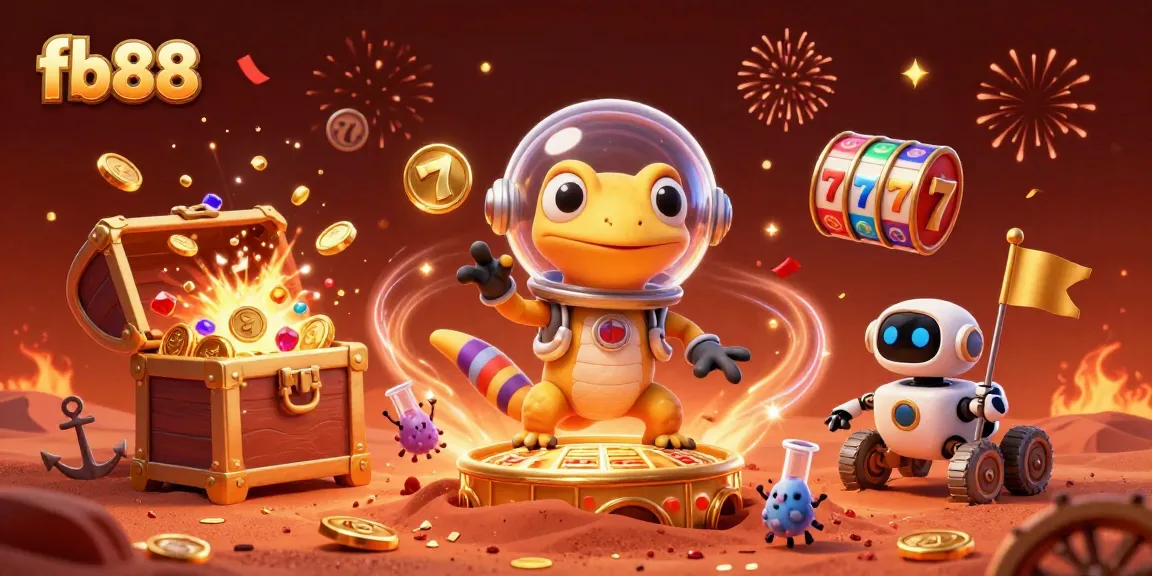 Experience the fb88 thrill with a Martian gecko discovering a vibrant casino in action.