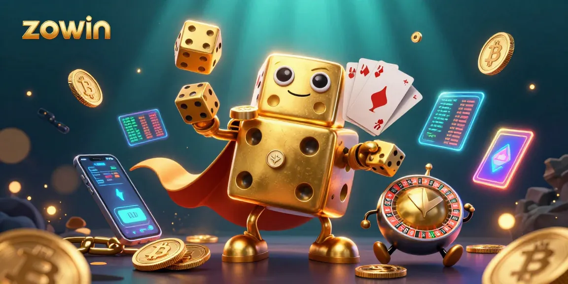 Experience the thrill of zowin as golden dice juggle amidst coins and excitement.