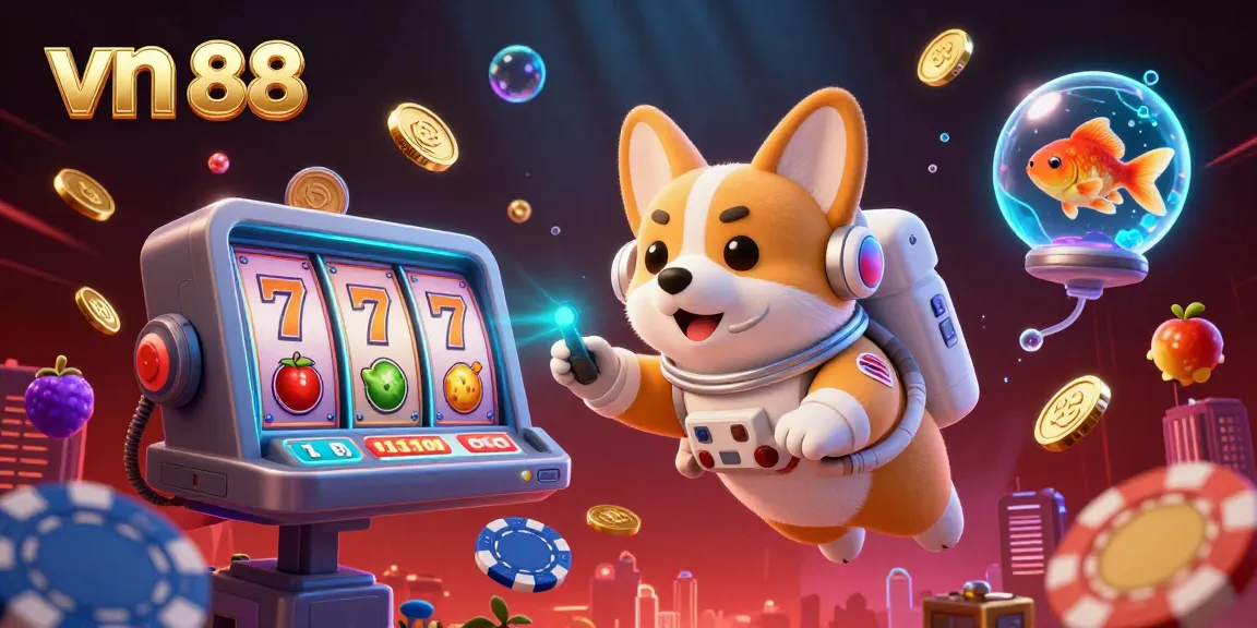 Win big at vn 88 with exciting casino games in a colorful zero-gravity illustration featuring playful characters.