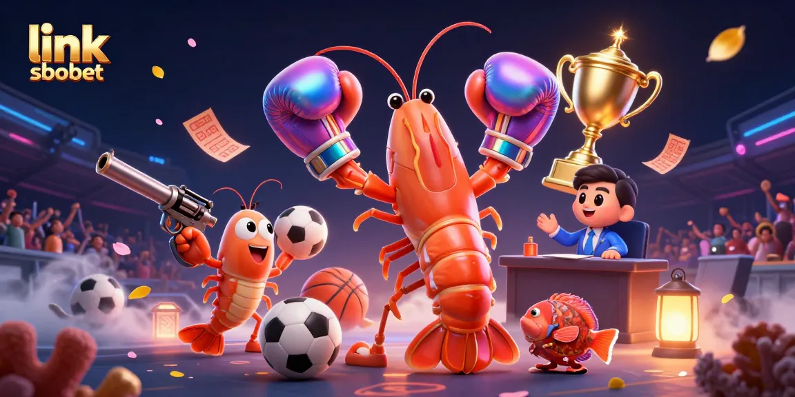 Bet on link sbobet with high-energy sports betting scene including characters and dynamic game elements.